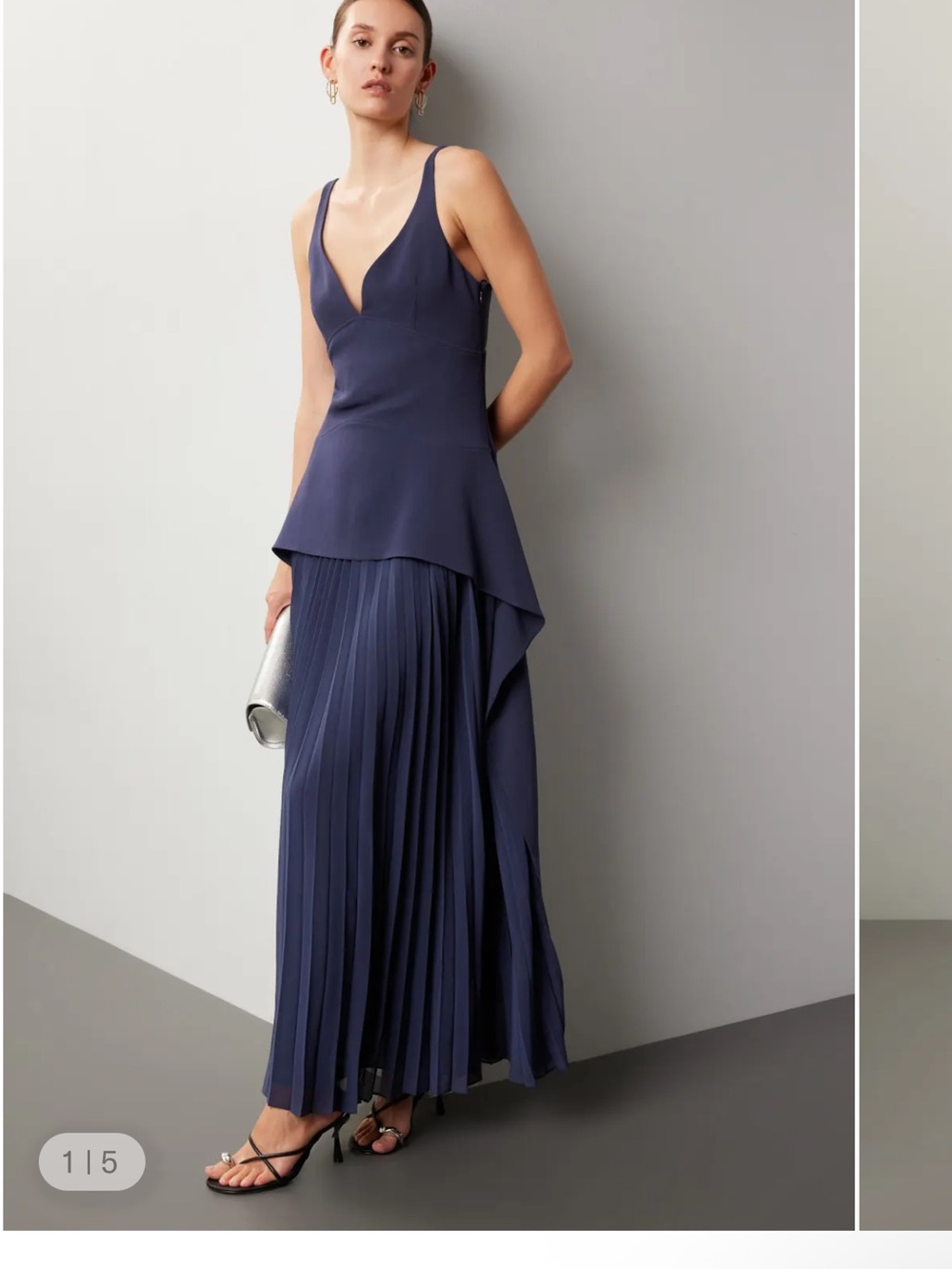 SIMKHAI Sequoia Sleeveless V-Neck Pleated Maxi Dress Size 2 MSRP $895